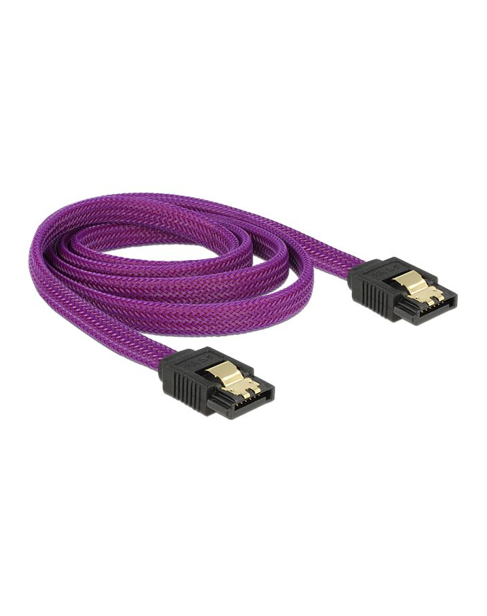 Delock kabel SATA 6 Gb/s 100 cm prosty/prosty metal. zatrzaski fioletowy Premium główny