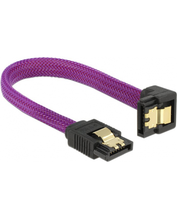 Delock kabel SATA 6 Gb/s 10 cm dół / prosty metal. zatrzaski fioletowy Premium