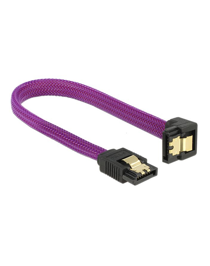 Delock kabel SATA 6 Gb/s 20 cm dół / prosty metal. zatrzaski fioletowy Premium główny
