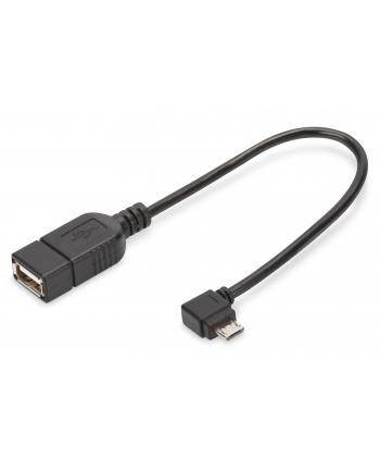ASSMANN Kabel adapter USB2.0 HighSpeed OTG Typ microUSB B kątowy/USB A M/Ż 0,15m