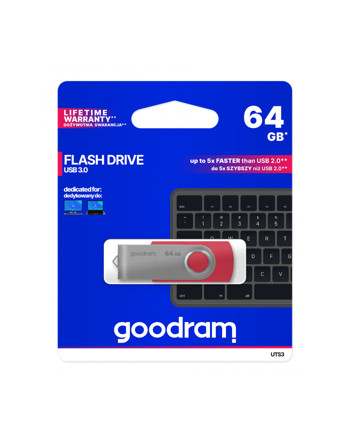 GOODRAM FLASHDRIVE 64GB USB 3.0 TWISTER Red główny