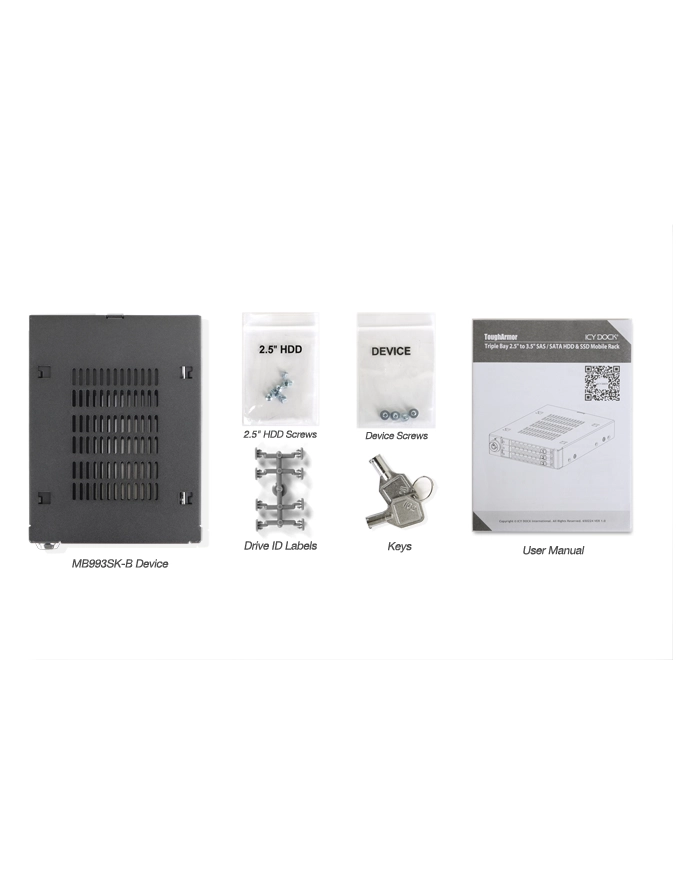 IcyDock MB993SK-B - 3x2.5 SAS/SATA HDD & SSD główny