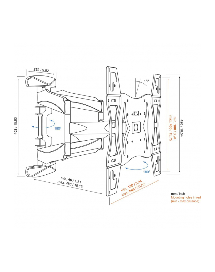 Vogel`s BASE 45 L LCD WALL MOUNT BASE 45 L Schwenkbarer TV-Wandhalter główny
