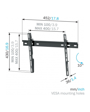 Vogel`s MNT 202 WALLMOUNT L TILT 10 400X400 80KG 32-55IN