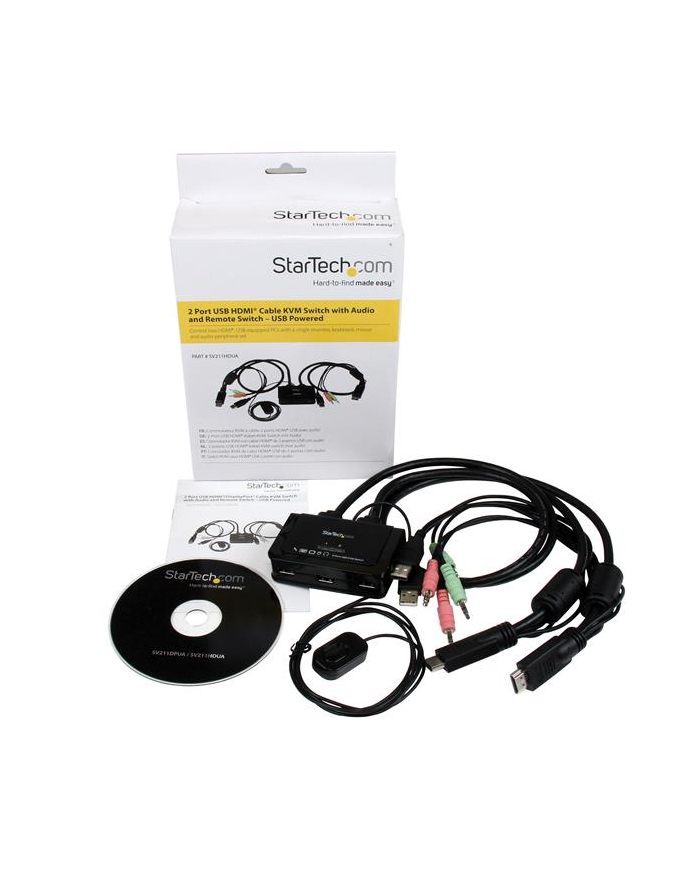 2 PORT HDMI CABLE KVM SWITCH StarTech.com 2 Port USB HDMI KVM Switch mit Audio und Fernschalter - Desktop Umschalter USB Powered - 1920x1200 główny