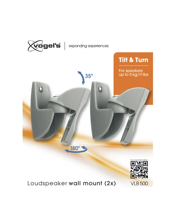 Vogel`s VLB 500 UNIV SPEAKER WALLMOUNT SILVER 2X 63MM DIST. -5KG TILT główny