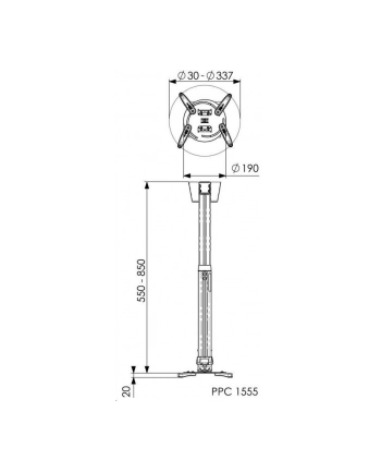 Vogel`s PPC 1555 BEAMER CEILLING MOUNT SILVER 550-850 MM UP TO15KG