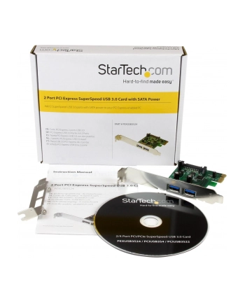 2 PT PCIE USB 3.0 CARD W/ UASP StarTech.com 2 Port PCI Express SuperSpeed USB 3.0 Schnittstellenkarte mit UASP - SATA Strom - 2-fach USB 3 PCIe Karte mit SATA Anschluss
