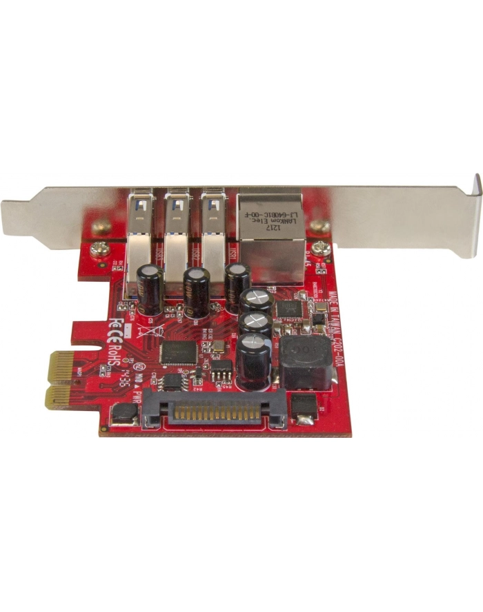 3 PORT PCIE USB 3.0 CARD + GBE StarTech.com 3 Port PCI Express USB 3.0 Karte mit Gigabit Ethernet - 3-fach PCIe USB Schnittstellenkarte mit GbE Anschluss główny