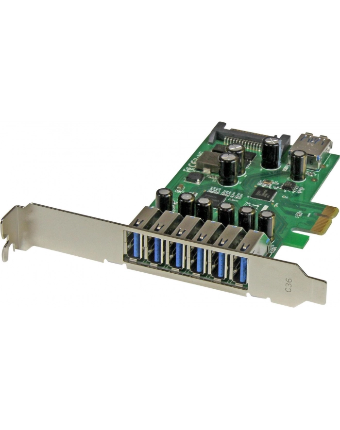 7 PORT PCIE USB 3.0 CARD StarTech.com 7 Port PCI Express USB 3.0 Karte - PCIe USB 3.0 (Super Speed) Schnittstellenkarte / Controller 6 x Extern und 1 x Intern główny