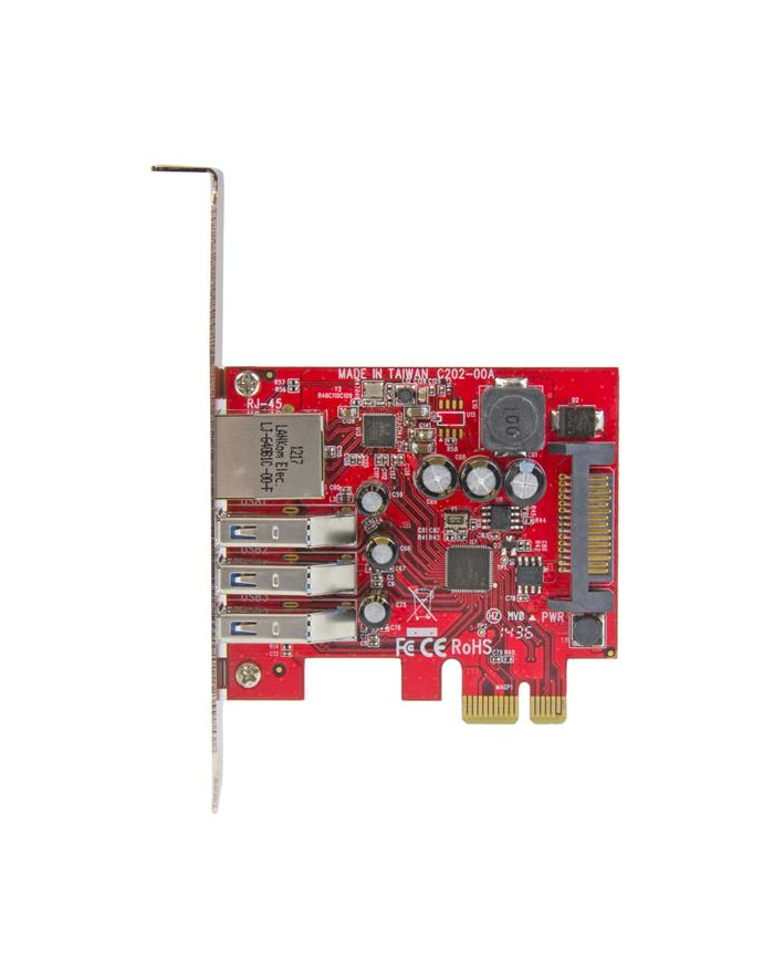 3 PORT PCIE USB 3.0 CARD + GBE StarTech.com 3 Port PCI Express USB 3.0 Karte mit Gigabit Ethernet - 3-fach PCIe USB Schnittstellenkarte mit GbE Anschluss główny