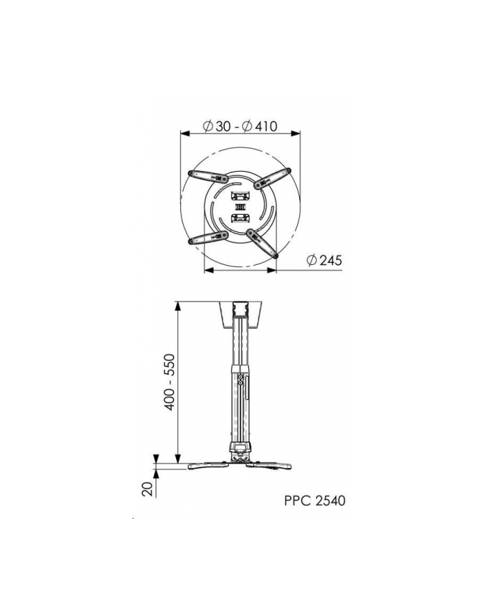 Vogel`s PPC 2540 BEAMER CEILLING MOUNT SILVER 400-550 MM UP TO 25KG główny