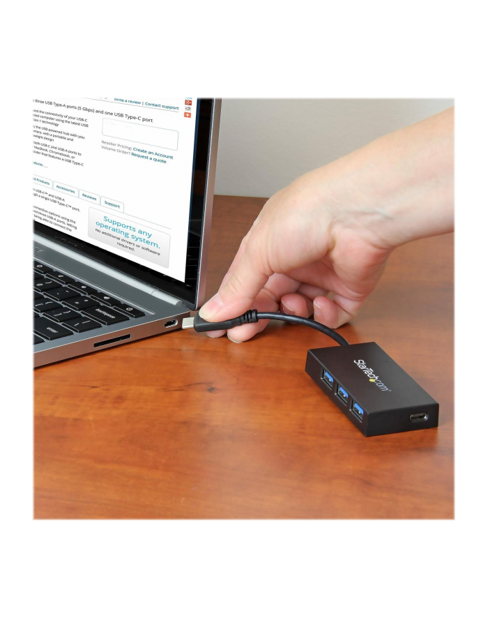 4 PORT USB 3.0 HUB - USB-C HUB StarTech.com 4 Port USB 3.1 Gen 1 Hub - USB-C auf 1x USB-C und 3x USB-A - Mobiler USB Type C Hub główny