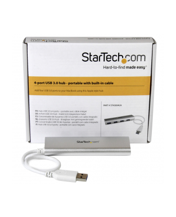 4 PORT PORTABLE USB 3.0 HUB StarTech.com 4 Port kompakter USB 3.0 Hub mit eingebautem Kabel - Aluminium USB Hub - Silber
