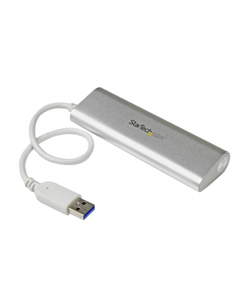 4 PORT PORTABLE USB 3.0 HUB StarTech.com 4 Port kompakter USB 3.0 Hub mit eingebautem Kabel - Aluminium USB Hub - Silber