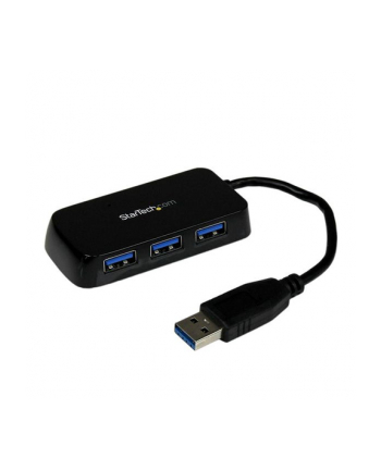 BLACK 4 PORT MINI USB 3.0 HUB StarTech.com 4 Port USB 3.0 SuperSpeed Hub - Schwarz - Portabler externer Mini USB Hub mit eingebautem Kabel