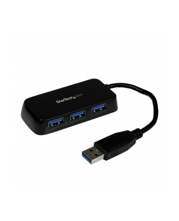 BLACK 4 PORT MINI USB 3.0 HUB StarTech.com 4 Port USB 3.0 SuperSpeed Hub - Schwarz - Portabler externer Mini USB Hub mit eingebautem Kabel