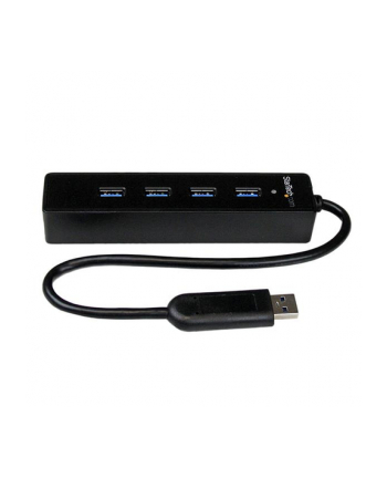 4 PORT PORTABLE USB 3.0 HUB StarTech.com 4 Port USB 3.0 SuperSpeed Hub - Schwarz - Portabler externer USB Hub mit eingebautem Kabel