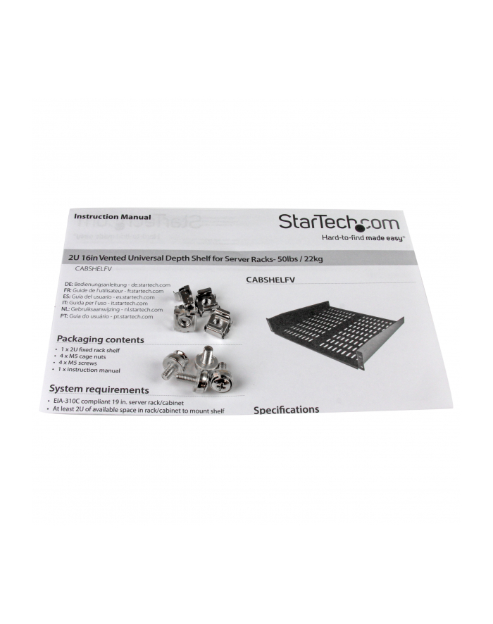 StarTech.com 2U 16 RACK MOUNT SHELF IN główny