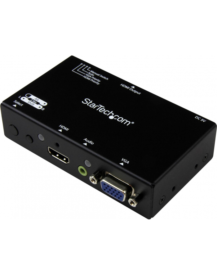 HDMI + VGA CONVERTER SWITCH StarTech.com 2 Port VGA + HMDI auf HDMI Konverter Switch / Verteiler mit Vorrangsschaltung - Multiformat HDMI/VGA Auto Umschalter 1080p główny