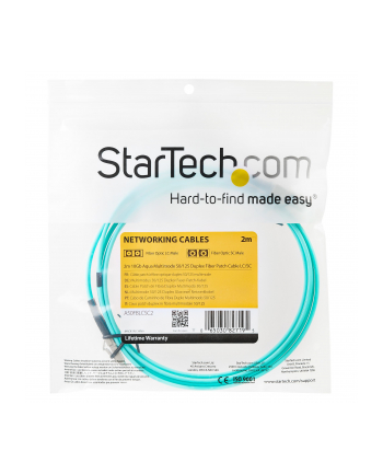 2M AQUA FIBER PATCH CABLE StarTech.com 2 m 10 GB Aqua Multimode 50/125 Duplex LSZH LWL-Patchkabel LC - LC - Glasfaser Netzwerkkabel