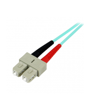 2M AQUA FIBER PATCH CABLE StarTech.com 2 m 10 GB Aqua Multimode 50/125 Duplex LSZH LWL-Patchkabel LC - SC - Glasfaser Netzwerkkabel