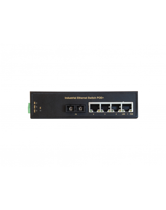 LevelOne FAST ETH. IND. POE SW 5-Port Fast Ethernet Industrial PoE Switch, 4 PoE Outputs, 802.3at PoE Plus, 1 Port SC Single-Mode Fiber, 30km główny
