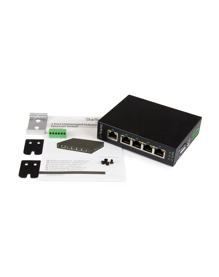 5PT INDUSTRIAL GIGABIT SWITCH StarTech.com 5 Port Unmanaged Industrieller Gigabit Ethernet Switch - Hutschienen- / Wandmontierbar - DIN-Schienen GbE Netzwerk Switch główny