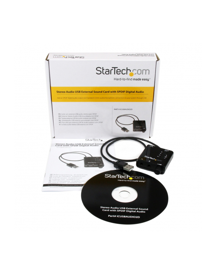USB SOUND CARD ADAPTER W SPDIF StarTech.com USB Audio Adapter - Externe USB Soundkarte mit SPDIF Digital Audio mit 2x 3,5mm Klinke - USB auf Audio Konverter - Schwarz główny