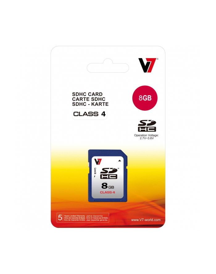 V7 SD CARD 8GB SDHC CL4 RETAIL główny