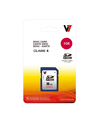 V7 SD CARD 8GB SDHC CL4 RETAIL