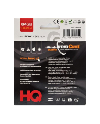 IMRO KARTA FLASH MICROSD 64GB 10 UHS-I Z ADAPTEREM nr 1