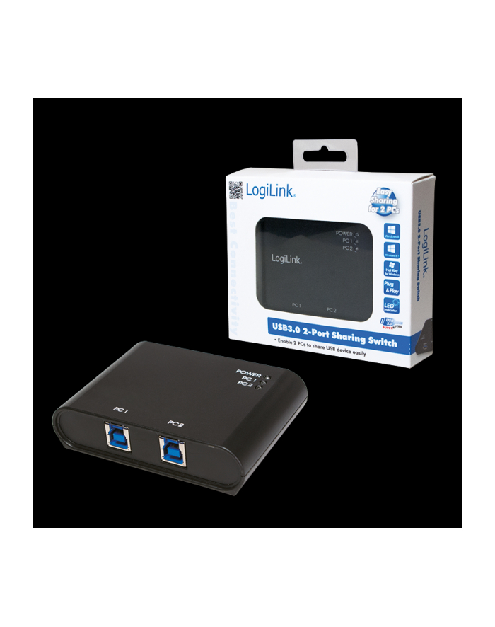 LogiLink Przełącznik 2xUSB3.0, czarny główny