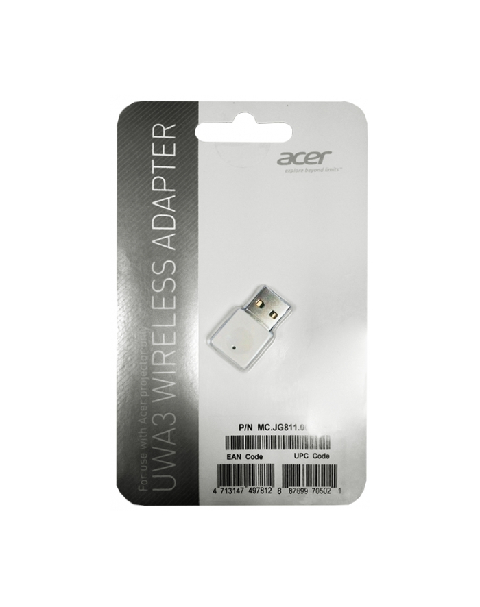 Acer WirelessProjection-Kit UWA3 (White) USB-A EURO type 802.11 b/g/n Realtek 8192CU główny
