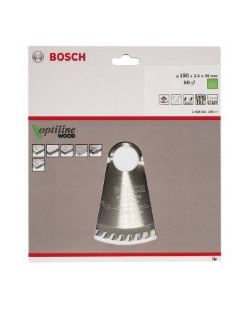 BOSCH OSPRZĘT PIŁA TARCZOWA 190x30x2,6mm 60z. OPTILINE WOOD BOSCH