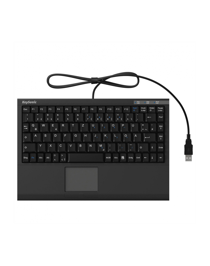 RaidSonic IcyBox KeySonic mini klawiatura, smart touchpad, USB 2.0, Czarna główny