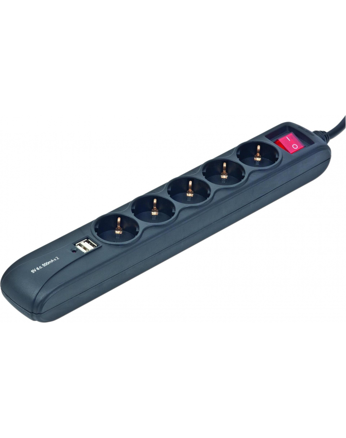 EnerGenie (by Gembird) Energenie listwa zasilająca z USB (5 gniazd + 2x USB 2A) 1.5m, czarna główny