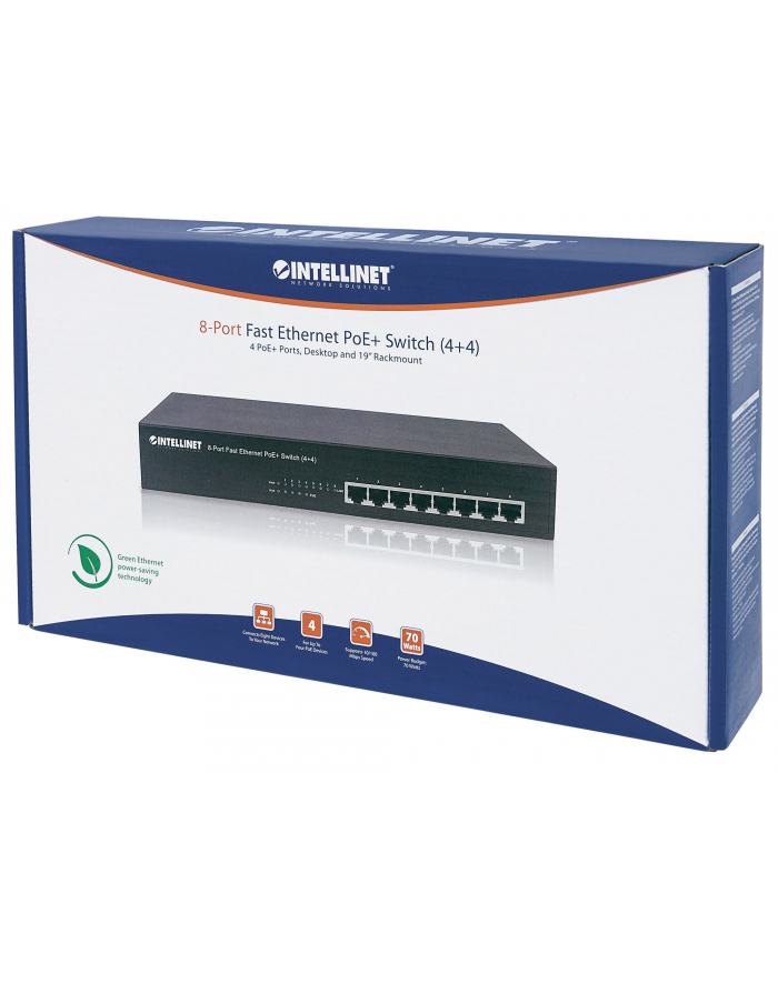 Intellinet Ethernet switch 8x 10/100 Mb/s 4x PoE/PoE+ 70W endspan rack 19'' główny
