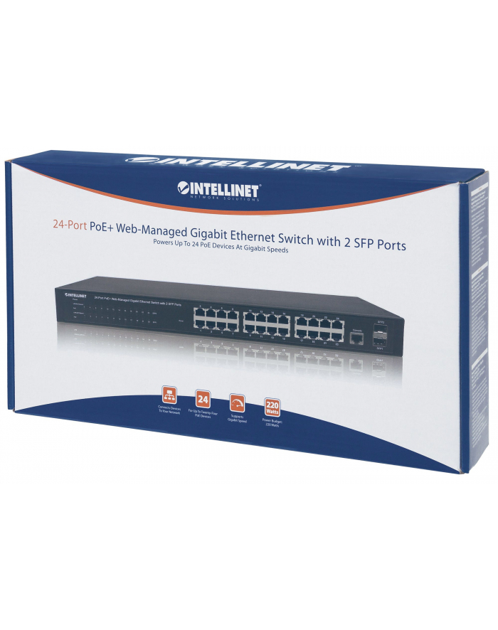 Intellinet Gigabit Switch 24x 10/100/1000 2x SFP PoE/PoE+ 240W zarządzalny główny