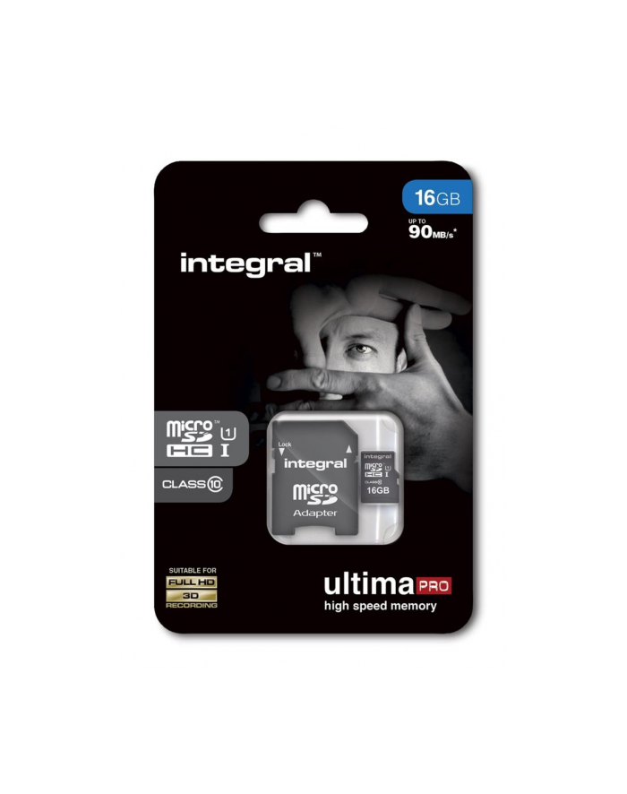 Integral micro SDHC/XC Cards CL10 16GB - Ultima Pro - UHS-1 90 MB/s transfer główny