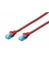 Digitus Kabel patch cord UTP, CAT.5E, czerwony, 0.25m, 15 LGW - nr 2