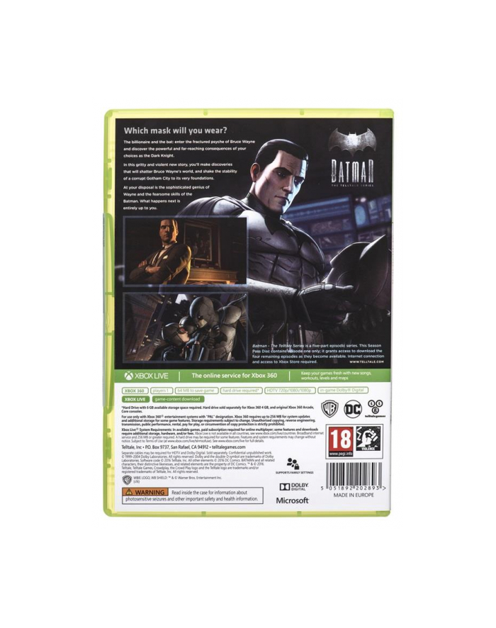 Cenega Publishing Gra XBOX 360 Telltale - Batman Game główny