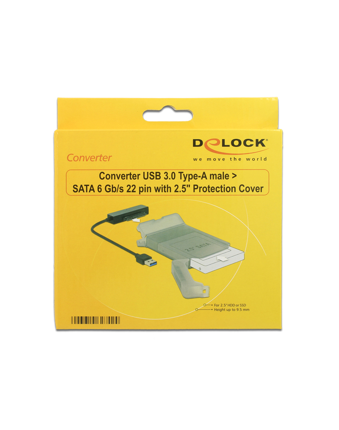Delock Adapter USB 3.0 (AM) > SATA 22 PIN-y 6 Gb/s + obudowa ochronna HDD główny