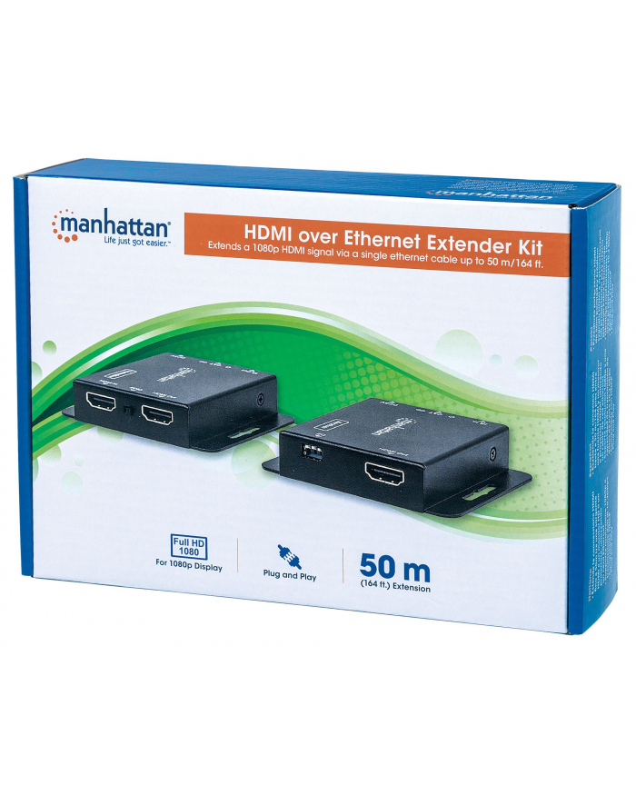 Manhattan Extender HDMI po skrętce Cat6/6a/7 1080p do 50m z czujnikiem IR PoE główny