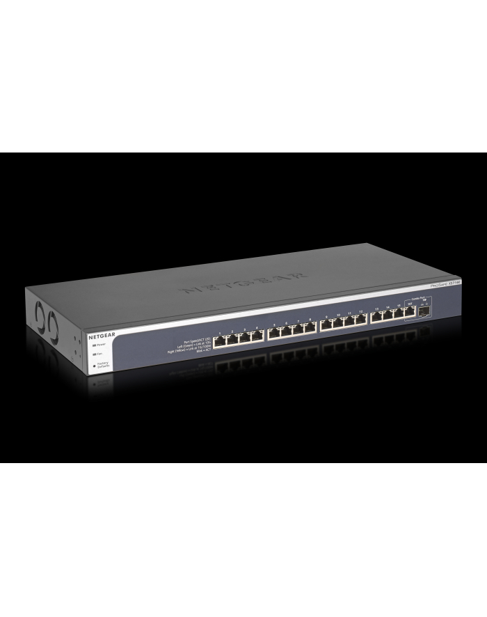 Netgear 16-PORT 10GB PLUS SWITCH 16-Port 10-Gigabit Ethernet Web Managed Plus Switch, 1x 10Gbit SFP+ Port, mit avanced Features, QoS, VLAN, Port trunking, IGMP snooping, Port Spiegelung uvm. główny