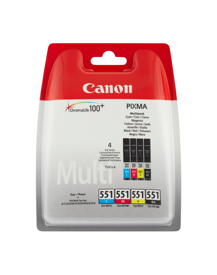 CANON CLI-551 Value Pack blister security 4x6 Phot Paper PP-201 50sheets + Cyan Magenta Yellow & Photo Black ink tanks główny