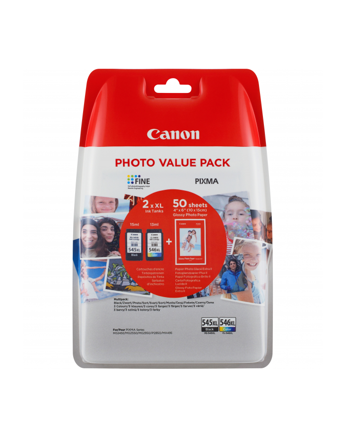 CANON Value Pack blister 4x6 Phot Paper GP-501 50sheets + XL Black & XL Colour Cartridges główny