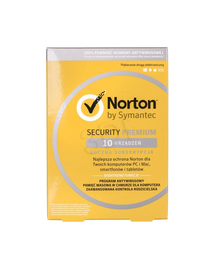Symantec NORTON SECURITY PREMIUM 3.0 25GB PL 1 U 10/12M ESD główny
