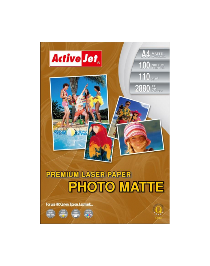Papier fotograficzny matowy Activejet A4 100szt. 110g/m2 (do drukarek laserowych) główny