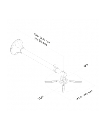 NewStar Uchwyt Ścienny do Projektora (długość: 79-129 cm = krótkoogniskowy)